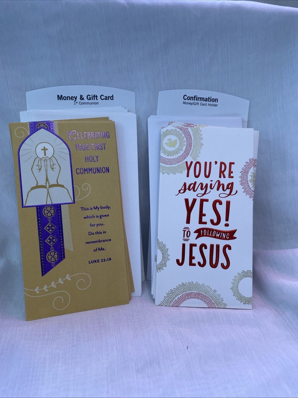 Lot of 11 Christian 1st Communion/Confirmation Money Holder cards, NEW